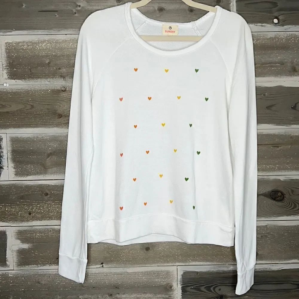 Aritzia Sundry Rainbow Heart Sweater